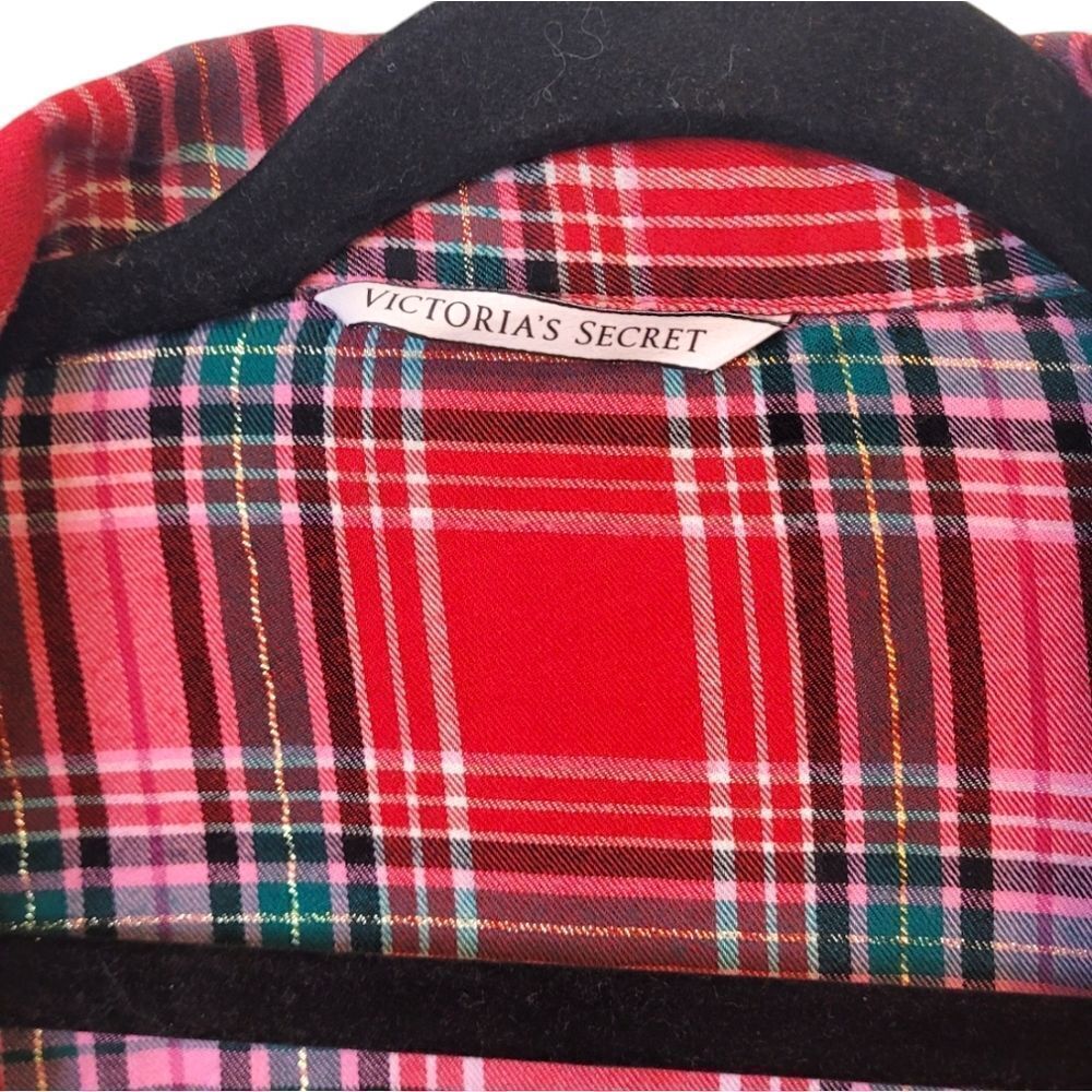 Victoria's Secret Red Holiday Plaid Pajama Top - Picture 3 of 5